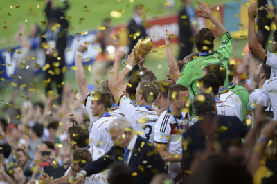 German Players Lifting World Cup Trophy