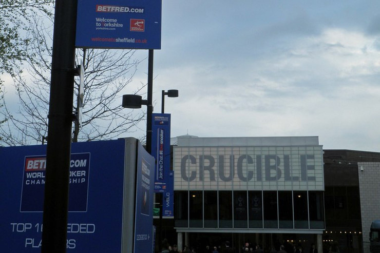 Crucible Theatre in Sheffield Durind the World Snooker Championship