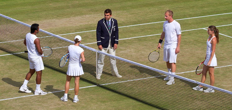 Wimbledon Mixed Doubles Players and Umpire