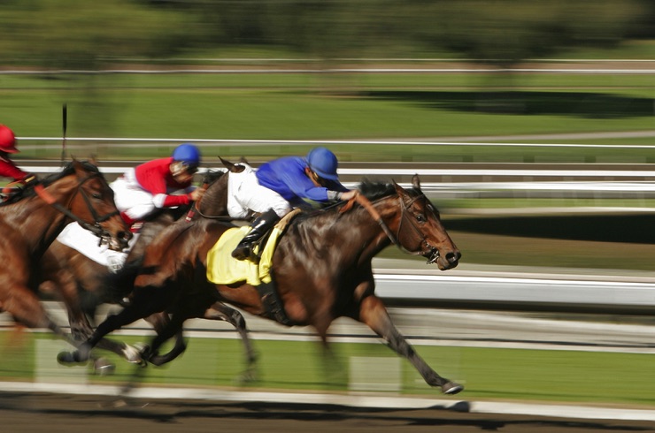 Blurred horse race