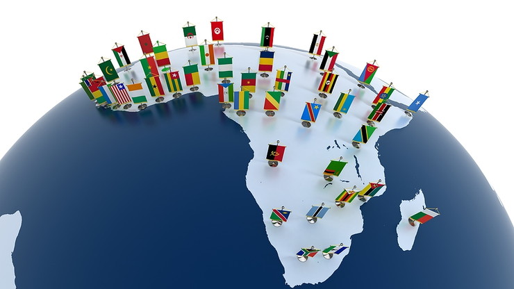 African Continent with Country Flags