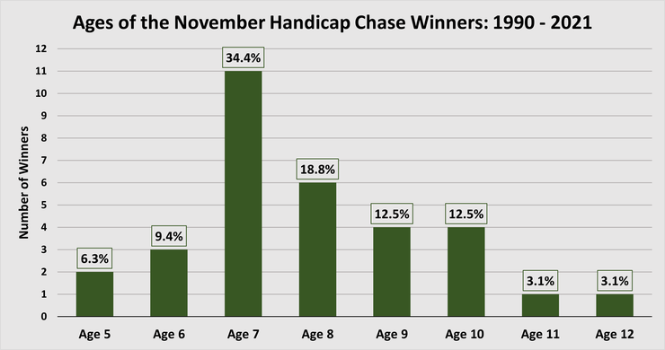 Chart Showing the Ages of the Cheltenham November Handicap Chase Winners Between 1990 and 2021