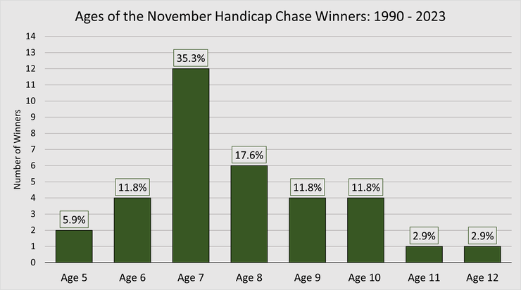 Chart Showing the Ages of the Cheltenham November Handicap Chase Winners Between 1990 and 2023