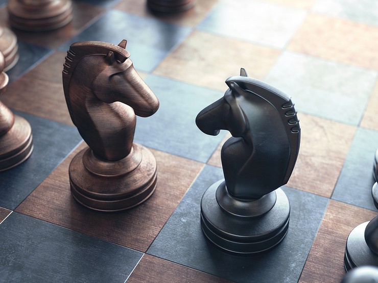 Chess Knights Face to Face