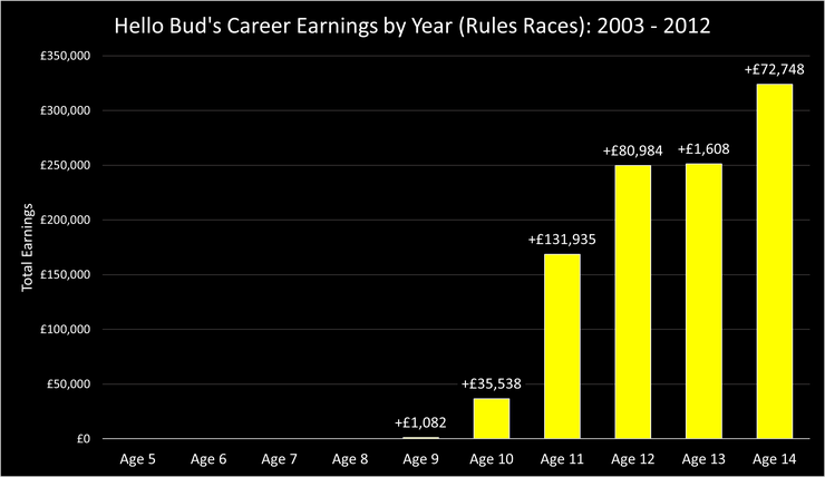 Chart Showing Hello Bud's the Career Earnings by Year